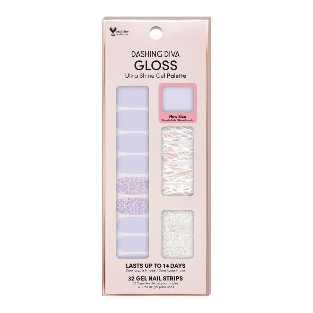 👻3 for$15 Dashing Diva Press On Nail Strips "Gleam Queen" Ultra Shine Gloss Gel